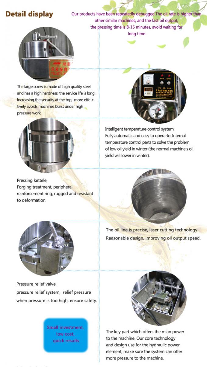 macchina della stampa di olio idraulico 150kg/h per i semi di sesamo del mulino dell'olio di senape 3